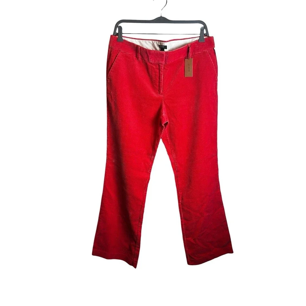 NWT J Crew Red Corduroy Pants Womens Size 12 Low Fit Straight Leg Lush Cords